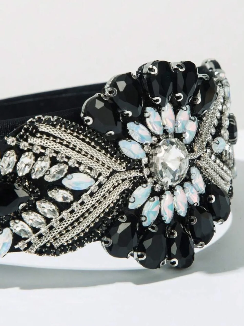Embellished black‎ and silver Crystal Headband